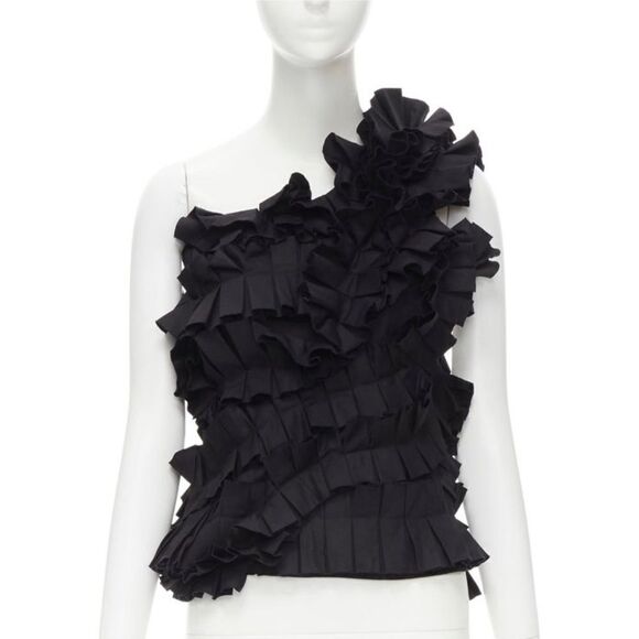 Bottega Veneta Pleated Ruffle One Shoulder Top size 38/us size 2 - Picture 2 of 9